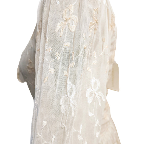 NWT Loveshackfancy Deeba Embroidered Chiffon Cream Mini Dress $395 Sz 6 - Picture 7 of 13